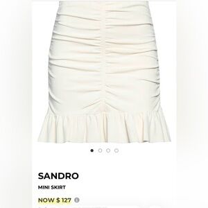 Sandro Cream Ruched Skirt